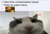 >I like this unhelmeted head > Tries to paint face imgflip.com