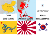 © 科布多 庫倫 烏里雅蘇台 伯力 海蘭泡 齊齊哈爾 @ 伊犁 盛京 烏魯木齊 承德 大清 張家口 © © 歸化城 ★ 順天府 蘭州 西安 成都 拉薩 昆明 | ® 保定 © 太原 貴陽 © 桂林 CHINA 開封 © 長沙 © 濟南 @ 吉林 海參崴 © 江寧 4 © 安慶 杭州 武昌 南昌 福州 JAPAN QING EMPIRE JAPANESE EMPIRE NOT EVEN 'EMPIRE' KOREA KOREAN EMPIRE III H