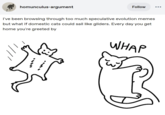 homunculus-argument Follow I've been browsing through too much speculative evolution memes but what if domestic cats could sail like gliders. Every day you get home you're greeted by WHAP