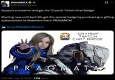 A tweet announcing Pragmata's Cryana Twitch chat badge.