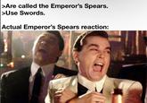 >Are called the Emperor's Spears. >Use Swords. Actual Emperor's Spears reaction: