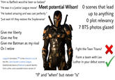 "Him vs Batfleck would've been so badass!" "He was in a Justice League movie" Meet potential Wilson! O scenes that lead "He looked amazing and was cast perfectly" "Just wait till they restore the Snyderverse" up to anything O plot relevancy 7 BTS photos glazed Give me liberty RickRoll Master Give me fire 00 Give me Batman as my rival Or I retire 0000 Fight the Teen Titans? Form a team with Lex Luthor in your debut scene. League's formation. [89] In the director's cut of the film, Zack Snyder's Justice League, Deathstroke learns of Batman's secret identity from Luthor, and a possible future version of "If" and "when" but never "is"