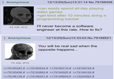 Anonymous 45 KB JPG Anonymous 12/13/20(Sun)13:31:14 No.79188498 >can easily spend all day playing video games >get tired after 10 minutes doing a programming tutorial I'll never become a software engineer at this rate. How to fix? 12/13/20(Sun)13:33:03 No.79188521 You will be real sad when the opposite happens... 75 KB JPG >>79190287 # >>79190524 # >>79190710 # >>79192745 # >>79193456 # >>79193863 # >>79194025 # >>79194100 # >>79196109 # >>79196351 # >>79199659 # >>79200563 #
