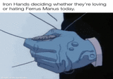 Iron Hands deciding whether they're loving. or hating Ferrus Manus today. made with mematic