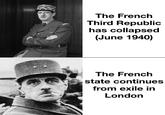 The French Third Republic has collapsed (June 1940) The French state continues from exile in London