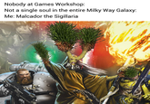 Nobody at Games Workshop: Not a single soul in the entire Milky Way Galaxy: Me: Malcador the Sigillaria