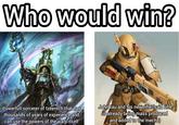 Who would win? 191 Powerfull sorcerer of tzeentch that has thousands of years of experience and can use the powers of the warp itself John tau and his new rifle (said rifle is already being mass produced and added to the mechs)