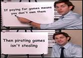 If paying for games means you don't own them Then pirating games isn't stealing