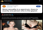 Kanye East ❤ @F----- UpYogis They found him. r/Showerthoughts u/Taric25 - 12h Join Since sexuality is a spectrum, there is exactly one person who is the gayest. 0 Stranger News ❤ @StrangerNews11 - Apr 29 Random fact of the day: The lead singer of Jamiroquai, Jay Kay, once broke up with Winona Ryder because her breasts were too big and she wanted to have sex all the time.