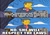 на NED ¿WILL THE TREACHEROUS AND INCESTUOUS WOMAN WHO'S TRYING TO PUT A BASTARD IN THE THRONE BETRAY ME? NO, SHE WILL RESPECT THE LAWS imgflip.comE