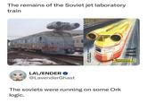 The remains of the Soviet jet laboratory train LA\/ENDER ❤ @LavenderGhast вот мчитсСЯ ПОЕЗД РЕАКТИВНый... The soviets were running on some Ork logic. HA SEM HEGECAX HNE MOPE EXHMKA-3 ОЛОДЕЖИ