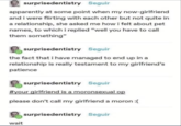 surprisedentistry Seguir apparently at some point when my now-girlfriend and i were flirting with each other but not quite in a relationship, she asked me how i felt about pet names, to which i replied "well you have to call them something" surprisedentistry Seguir the fact that i have managed to end up in a relationship is really testament to my girlfriend's patience surprisedentistry Seguir #your girlfriend is a moronsexual op please don't call my girlfriend a moron :( wait surprisedentistry Seguir