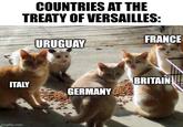COUNTRIES AT THE TREATY OF VERSAILLES: URUGUAY FRANCE BRITAIN ITALY GERMANY imgflip.com