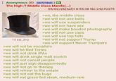 Anonymous (ID: Gh721BvD) The High-T Middle Class Manife(...) 19 KB JPG 05/02/26(Sat) 10:55:38 No.24270379 >we, the middle class >we will not use belts >we will use suspenders >we will not have sex >we will make boudoir photography >we will not use caps >we will use top hats >we will not support Trump >we will support Never Trumpers >we will not be socialists >we will be Red Tories >we will not drink IPAS >we will drink single malt scotch >we will not cancel people >we will just sigh disappointedly >we will not go to therapy >we will retreat to the estate >we will not eat the bugs >we will eat grass-fed steak, medium-rare
