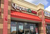 BAKED Quizno's suns CLASSICS SUBS VITA D Waxing Sa OPEN $ETOASTY DEAL BAY SAMMIES ARE BACKI 106 PULLED Quiznos PORK Now Hiring OPEN