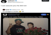selinam @bennynotblanco i can assure you he did not lumi @ilylumii. 4h he dodged a bullet r/OldSchoolCool u/[deleted] ⚫ 3y Tupac and Jada Pickett Valentines Day 1992 Follow Join