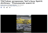 TikToker proposes 'let's buy Spirit Airlines.' Thousands want in Greta Cross and Zach Wichter USA TODAY May 4, 2026 Updated May 5, 2026, 10:09 a.m. ET Є X ☑ spirit spirit pirit Spirit Spirit Spirit Spirit Tiktoker campaigns to buy Spirit Airlines USA TODAY USA TODAY