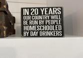 IN 20 YEARS OUR COUNTRY WILL BE RUN BY PEOPLE HOMESCHOOLED BY DAY DRINKERS