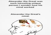 Alexander the Great was such intresting unique person I wonder how his mind worked Alexander the Great's mind: