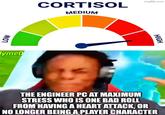 LOW lyme0 CORTISOL MEDIUM imgflip.com HIGH THE ENGINEER PC AT MAXIMUM STRESS WHO IS ONE BAD ROLL FROM HAVING A HEART ATTACK, OR NO LONGER BEING A PLAYER CHARACTER