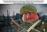How the USA looks at you when you tell them that recruiting French collaborators, former SS, and Italian fascists to arm them against communism is really a s----- idea: tintin_du_93