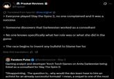 Prazkat Reviews @Prazkat Translated from Spanish Show original > Everyone played Slay the Spire 2, no one complained and it was a success 10 > Someone discovers that Sarkeesian worked as a consultant > No one knows specifically what her role was or what she did in the game > The race begins to invent any b------- to blame her for Rate this translation: Fandom Pulse @fandompulse - May 5 Gaming analyst and developer Yorch Torch Games on Anita Sarkeesian being listed as a consultant for Slay The Spire 2: "Disappointing. The question is... why would the dev team have to hire an activist for an already successful formula? I mean, a sequel to one of the most