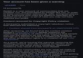 Your account has been given a warning u/reddit . Now Hi jorywea78, Reddit is a vast network of communities that are created, run, and populated by people like you. In order to keep communities welcoming, safe, and great places to be, everyone who uses the platform operates by a shared set of rules-a set of rules you may not have realized you broke. Content removed for Copyright Policy violation A third party submitted a copyright takedown notice that affected the following: | ⚫ Content shared from jorywea78 on 05/07/2026 UTC After reviewing, we found that the content violated Reddit's Copyright Policy. Reddit respects the intellectual property of others and requires that people who use the platform do the same. Using Reddit to infringe on a person or entity's intellectual property or any other proprietary rights is in violation of our User Agreement. As a result, we're issuing this warning, removing the violating content, and will continue to monitor your account for any other policy violations. Repeated violations may result in a ban from Reddit. Reddit and its communities are only what we make of them together, and we want you to continue enjoying Reddit while helping your fellow redditors and communities stay safe. We suggest reading and getting acquainted with the Reddit Rules. A better understanding of these rules will help you avoid further