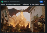 r/naath • 6 hr. ago ⚫ Suggested for you Join Happy birthday to the greatest TV episode of all time. 7 years already. J