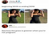 Amma @AMMARISE beginning 2019 vs ending 2019 ebi ++ @ebzzzz zzzZZZZZ See how the grass is greener when you're not pregnant