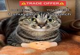 ATRADE OFFERA I RECEIVE: YOU RECEIVE: 1 snuggle 1 scratch