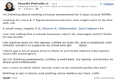 Nomiki Petrolla. 2nd • Helping women go from idea to business 15 years in bu... 1d. Edited. + Follow I'm thinking about renting a house somewhere for 3 days to just WORK. Looking for more 6-7 figure business earners who might want to do this with me. A small crew, maybe 3-5. Sharon K. Gillenwater, Sam Ogborn >> I am not calling this a retreat because I don't do massages and IV fluids to rejuvenate. I do squinty eyes on the laptop, coffee on auto-fill, and a notebook with chicken scratch to organize my mind and get done. I don't get a lot of alone time to think or just build without interruption. (mom life ammiright?) So I'm thinking sweatpants, coffee, a solid bed, my laptop, and brains to share and collaborate. Am I crazy to think other women want to do something like this too? Nothing is set in stone, just putting some feelers out here. LMK. CC256 230 comments