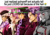 just realized polnareff isnt actually tall he just LOOKS tall because of the hair