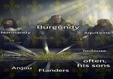 Normandy Burgundy Champagne You know what? F--- Aquitaine Toulouse Anjou the king, I'm more powerful than him anyway. Flanders often, his sons
