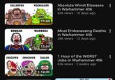 GELLERPOX POXWALKER 11:44 KONRAD WARBOSS 12:04 Absolute Worst Diseases in Warhammer 40k 62k views 10 days ago Most Embarassing Deaths : in Warhammer 40k 28k views 13 days ago EXECUTED CRUCIFIED SEALED 1:12:30 1 Hour of the WORST Jobs in Warhammer 40k 62k views • 2 weeks ago KANYE WEST