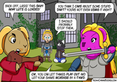 BACK OFF, LASS! THIS SKRY ARMY LUTE IS LOADED! YOU THINK I CARE ABOUT SOME STUPID DART? YOU'RE NOT EVEN USING IT RIGHT! I SHOULD PROBABLY STOP THEM... OR... YOU CAN LET THINGS PLAY OUT AND LET YOUR SHARE INCREASE BY A THIRD. NOAHCHINNBOOKS.COM