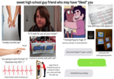 sweet high school guy friend who may have "liked" you *sneaky knuckle tap* "k i'll wait for you at your locker" COURSE Algebra Computer Science iology World History F low GPA but chill about it "I love giving you hugs :D" (and you secretly <3 receiving them) *boop* ANIME CLUB "you going to semi-formal?:D" "come to anime club with me!" "awwwww why NOT:/" HISTORY BUFF what would happen if i gave u a peck? super hard on himself but puts on a smile for others (you notice and help him open up) AHAHAHAHA just kidding *heart flutters when he shows up* uh... scheduled after school gaming session