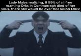 Lady Malys realizing, If 99% of all free roaming Orks in Commorragh died of her virus, there still would be over 100 billion Orks: