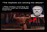 *The Sophists are winning the debate* -Plato lowkey reverting the situation with his irrefutable argument: