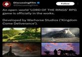 -ti DiscussingFilm @DiscussingFilm Follow An open-world 'LORD OF THE RINGS' RPG game is officially in the works. Developed by Warhorse Studios ('Kingdom Come Deliverance').