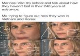 Marines: Visit my school and talk about how they haven't lost in their 246 years of existence. Me trying to figure out how they won in Vietnam and Korea: V==лr h A = r² C = 2πr 30° 45° 60° sin COS tan 11121 122221 112 8283 25 2x tan (9) 10- √3 60° [sinxdx=−cosx + C dx COS X tgx+C, Jigxdx=-In/cosx+ dx sin x A 30° 33 x√√3 5 r h V = πr²h dx 8/rad marcg a²+x² a ax² +bx+c=0 2a 2 2a
