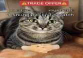 ATRADE OFFERA I RECEIVE: YOU RECEIVE: 1 snuggle 1 scratch