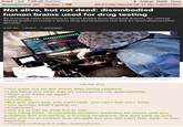 Board /pol/ - Politically Incorrect Anonymous (ID: 31SJfRD/ Settings Mobile Home 05/21/26(Thu)16:56:37 No.535537857 Not alive, but not dead: disembodied human brains used for drug testing By restoring some functions to intact brains from deceased donors, the startup Bexorg hopes to create a better drug development test bed for neurodegenerative diseases 20 MAY 2026 -11:40 AM ET BY SARA REARDON bexorg Photographed through a window, Bexorg scientist Luis Gonzalez checks a human brain maintained on life support. s. REARDON/SCIENCE 126 KB JPG >You pass out on the street after being stabbed. >Last thing you hear was an emergency car approaching. >Then you wake up again. >Still dizzy. >Confused. >But you can't see, you can't hear, you can't feel your body. >You wonder what's going on. >Frightened. >You try to call for help but in vain. >You hang there, in complete isolation darkness for hours until you suddenly feel something, a burning headache, like acid eats up your brain you try to scream and struggle but you still can't feel, hear, or see anything. >There's nothing but pain, everywhere...