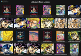 Made with grids.fun ΟΙ JoJo's BIZARRE ADVENTURE HIRONIKO ARAKI JoJo's ADVIURE JOSEPH JOESTA ARAK BATTLE TENDENCY Fav Part PART DIAMOND IS UNBREAKABLE Best Story Fav JoJo 2nd Fav JoJo ΟΙ JoJo's BIZAR ENTURE JOTARO KUJO STARDUST CRUSADERS Best Stand Best Cast About Me: JoJo JoJo's BIZARRE ADVENTURE ARAKI JOSEPH JOESTA BATTLE TENDENCY HIROHIKO ARAKI JoJo's B ADVI URE Best Art Style Best Fight Scenes Best Ending Biggest Personal Impact Fav Villian JOJO'S BIZARRE ADVENTURE PART V JOJOLION IVREA HIROHIKO ARAKI Worst Cast 2nd Fav Villian Fav Jobro Fav Side Character JoJo's BIZARRE ADVENTURE JOJO'S BIZARRE ADVENTURE OSEPH JOESTA ARAKI BATTLE TENDENCY Underrated Part Golden Wind Overrated Part Underrated Character HIRONIKO ARAE Tolo's B ADVIURE PART DIAMOND IS UNBREAKABLE Fav Design Fav Pose Fav Scene Fav Death Scene Best Anime Adaptation STEEL BALL RUN Has Aged Well (Manga Part)