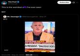 Tim Pool @Timcast This is the weirdest st I've ever seen W-- W-- Mr. Sausage @MrSausageGet. May 21 0:22 REAKING NEWS ICE ADM ROBERT HARWARD (RI N PRESIDENT: "DIALOGUE DOFS TIKTOR ERT UE SOME PEACEFUL NUCLEAR 10:23 PM - May 21, 2026 864.2K Views Subscribe