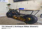 Deadpan wity Comedy ROCK Hel TV Stand (Antique Bike Stand) $650 $750
