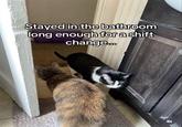 Stayed in the bathroom long enough for a shift change....