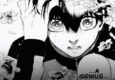A reaction image of Isagi from Blue Lock. It is used to call someone a genius.