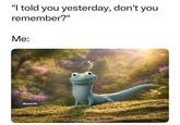 "I told you yesterday, don't you remember?" Me: Disnerds