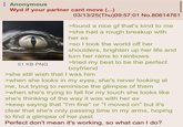 Anonymous Wyd if your partner cant move (...) 51 KB PNG 03/13/25(Thu)09:57:01 No.80614761 >found a nice gf that's kind to me >she had a rough breakup with her ex >so I took the world off her shoulders, brighten up her life and turn her rains to rainbows >tried my best to be the perfect boyfriend >she still wish that I was him >when she looks in my eyes, she's never looking at me, but trying to reminisce the glimpse of them >when she's trying to fall for my touch she looks like she's thinking of the way it was with her ex >keep saying that "I'm fine" or "I moved on" but it's clear that she's only passing time in my arms, hoping to find a glimpse of her past Perfect don't mean it's working, so what can I do?