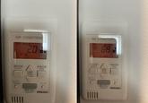 AIR CONDITIONER 設定溫度 冷房 20 AIR CONDITIONE SET TEMP 68 COOL 運転切換 MODE タイマー TIMER 風速切換 FAN 温度 TEMP °C/°F 運転/停止 ON/OFF PMAC 運転切換 MODE 風速切換 FAN 温度 TEMP タイマー TIMER 運転/停止 °C/°F ON/OFF PMAC
